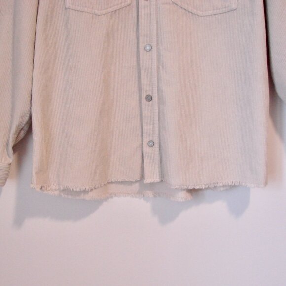 Zara Cream Beige Corduroy Shirt Jacket Relaxed Fit Snap Front Size XL - Picture 9 of 15
